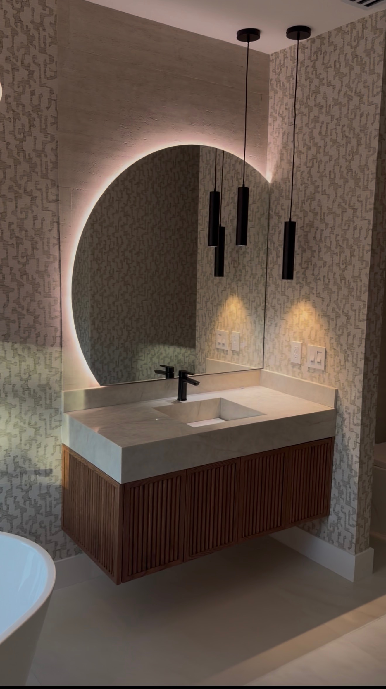 Custom Vanity with Pendant Lighting project by Worldwide Floors Corp in Miami-Dade or Broward
