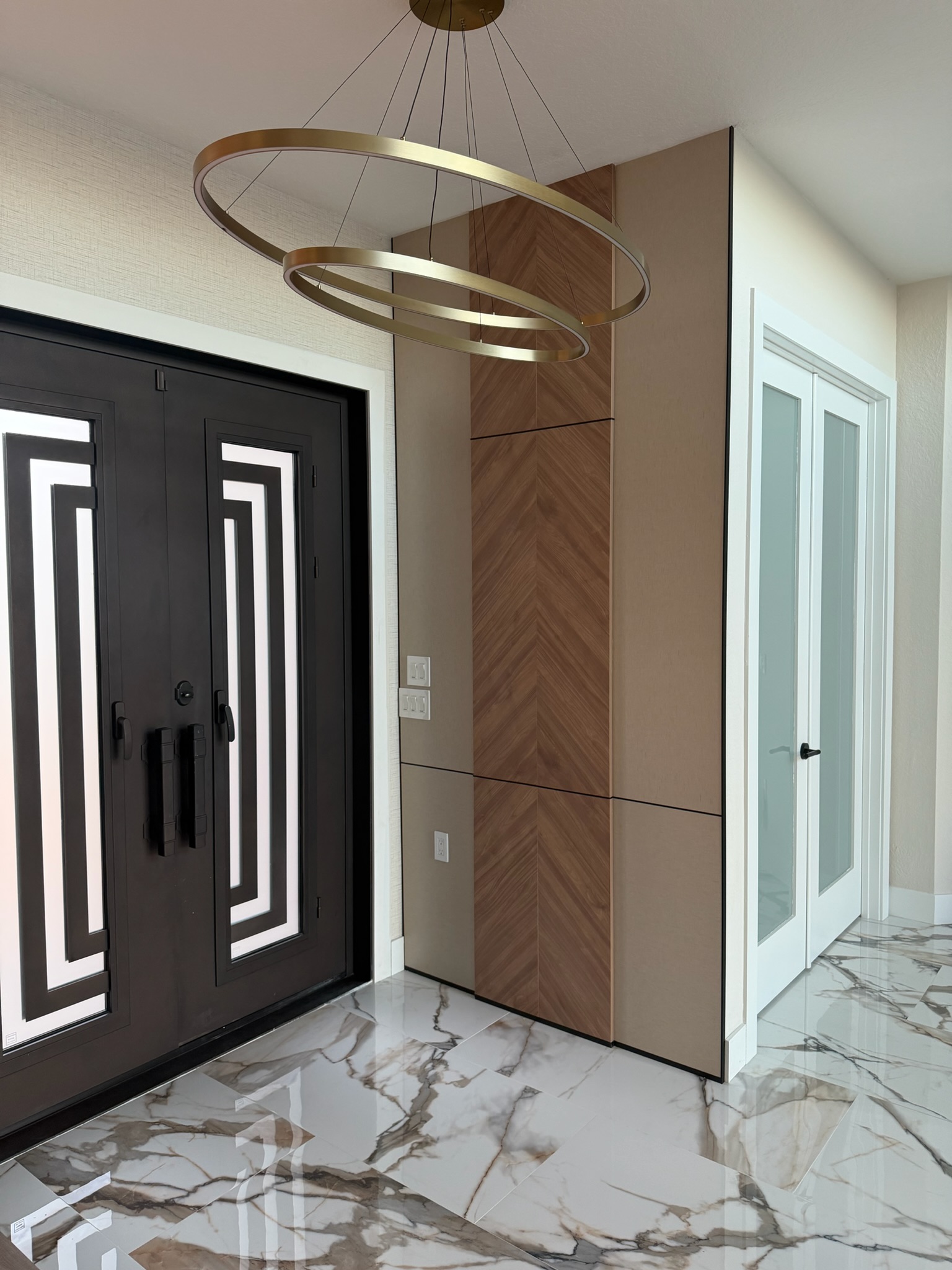 Marble & Chevron Entry project by Worldwide Floors Corp in Miami-Dade or Broward