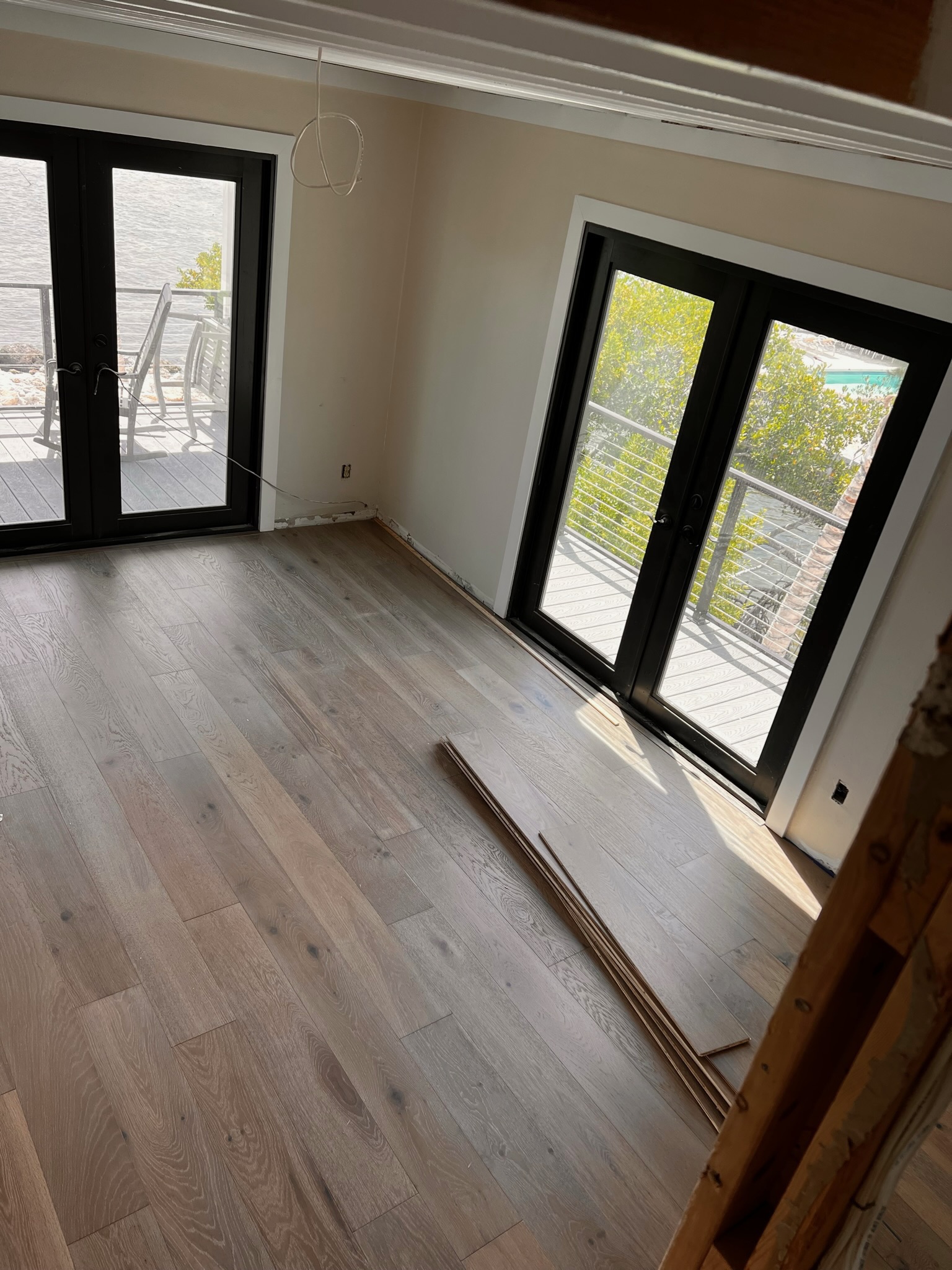 Wood Floor & Balcony View project by Worldwide Floors Corp in Miami-Dade or Broward