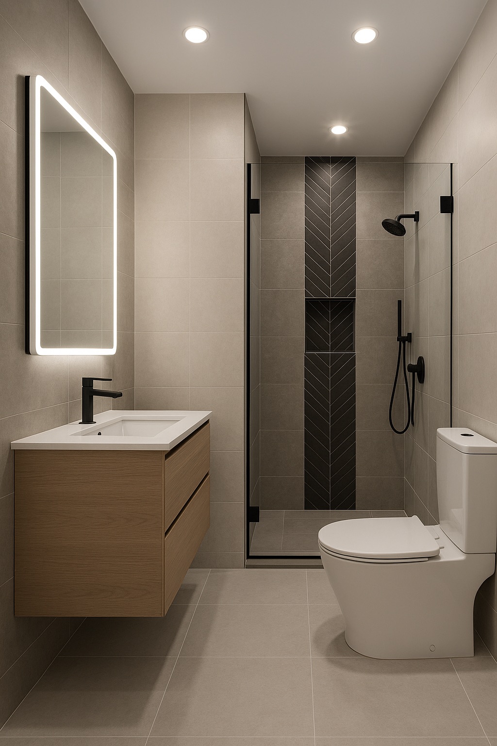 Modern Bathroom Remodel project by Worldwide Floors Corp in Miami-Dade or Broward